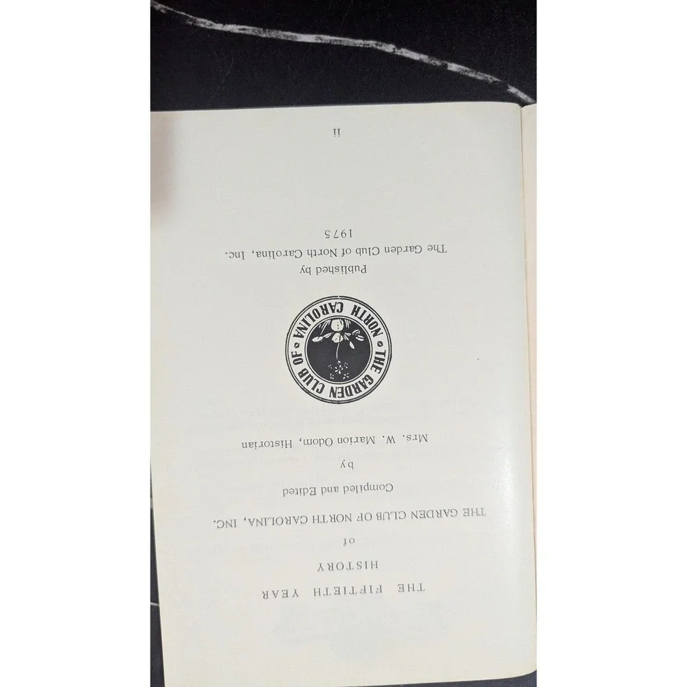 Vintage 1975 The Fiftieth Year‎ Garden Club of North Carolina History Book Green